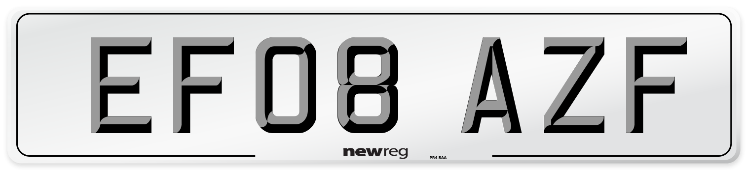 EF08 AZF Number Plate from New Reg